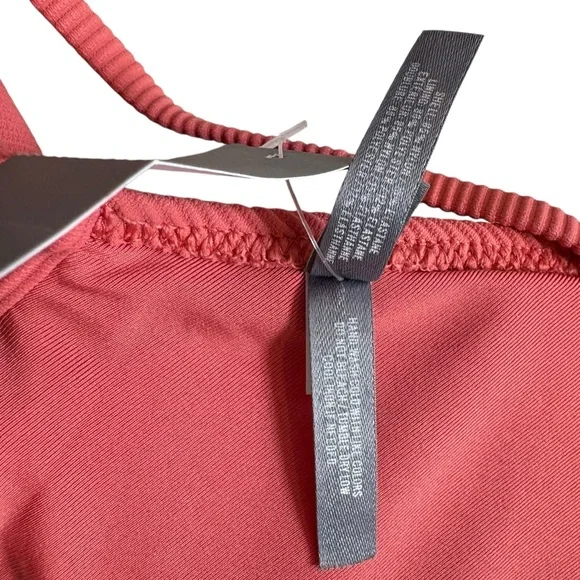 NWT, Aerie Coral Ribbed Padded Knot Front Tie Back Padded Bikini Top, Sz L - Picture 12 of 12